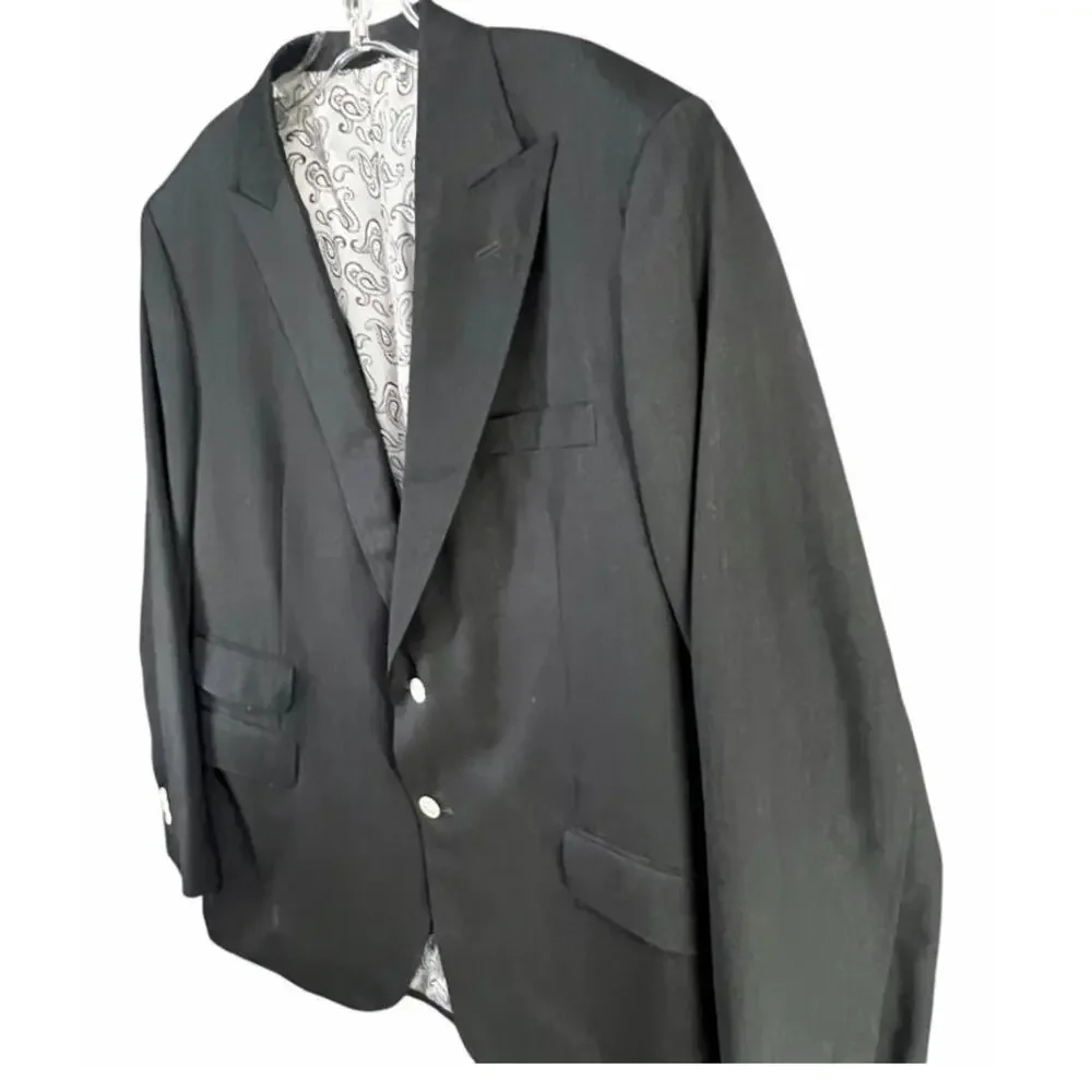 Elevee Bespoke Scabal Wool Sport Coat Jacket Approx 44R Surgeon Cuffs Peak Lapel